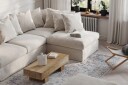 Menard 4 seters Høyrevendt Dyp L formet Sjeselongsofa i Stoff   Beige