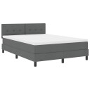  Box Spring seng med madrass Mørk grå 140x200 cm Stoff