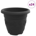 vidaXL Rund Blomsterpotte 24 stk. Svart Ø 22 x 18 cm Plast