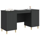 vidaXL Skrivebord med hylle Svart 142,5 x 50 x 75 cm Konstruert tre