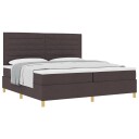  Box Spring Seng med madrass Mørk Brun 200x200 cm Stoff