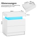 LED nattbord med 2 skuffer – Moderne hvitt bord