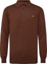 Lyle & Scott Cotton Merino Long Sleeve Knitted Polo   SEPIA BROWN   L