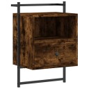 vidaXL Nattbord veggmontert røkt eik 40x30x61 cm konstruert tre