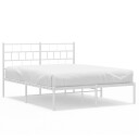 vidaXL Sengeramme i metall med sengegavl hvit 150x200 cm 8721012189119