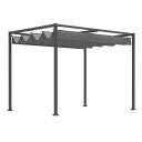 Pergola Gazebo uteplass med skyvetak 298 x 213 x 221 cm grå værbestandig polyester for hage og terrasse