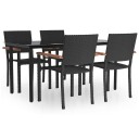 vidaXL Hagespisegruppe 5 deler svart polyrotting