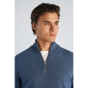 Lindbergh Soft Viscose Blend Half Zip Sweater   Blue   M