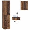 vidaXL Baderomsinnredningssett 3 stk. Gammelt tre 33 x 34,5 x 160 cm