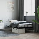 vidaXL Sengeramme i metall med hode- og fotgavl svart 107x203 cm 8721012188747