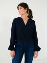 Selected Femme Viva Long Sleeve V-Neck Top Blå 34
