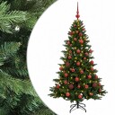 vidaXL Kunstig juletre med julekuler 150 cm 150 LED-lys Varmhvit