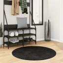 Teppe HUARTE kort luv mykt og vaskbart svart Ø 100 cm