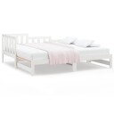 vidaXL Uttrekkbar dagseng hvit 2x(90x190) cm heltre furu