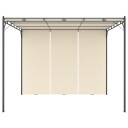 vidaXL Hagepaviljong med sidegardin 3x3x2,25m kremhvit