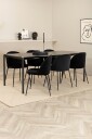 Venture Home   Spisegruppe Pelle med 6 Wrinkles spisestoler   Svart