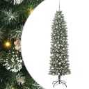  Kunstig Slankt Jule Tre med 300 LED Grønn og hvit 210 cm