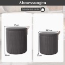 Rundt ottomansett med oppbevaring – snorstoff stabledesign