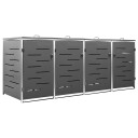 vidaXL Søppeldunkskur firedobbelt 276,5x77,5x115,5 cm rustfritt stål