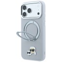 Karl Lagerfeld ringstativ 360, Karl & Choupette-hoder, MagSafe-etui til iPhone 18/17 Pro – grå