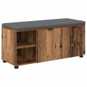 vidaXL Gangbenk med pute med hylle Gammelt tre 100 x 38 x 46 cm
