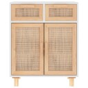 vidaXL Skjenk hvit 60x30x75 cm heltre furu og naturrotting