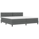  Box Spring Seng med Madrass & LED Mørk Grå 200x200 cm Stoff