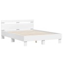  Sengestamme med LED Hvit 137 x 190 cm Konstruert tre