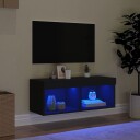 vidaXL TV-benk med LED-lys svart 80x30x30 cm 8721012257276