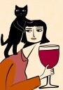 Wine and cat lover Poster Plakat / 21x30cm