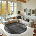 Rundt teppe   Leora Natural Cotton Shaggy svart/brun Størrelse: Ø 240 cm