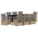  9-delers hage spisebordsett beige poly rotting