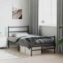 vidaXL Sengeramme i metall med hode- og fotgavl svart 100x200 cm 8721012302754