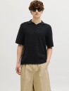 Jack & Jones Jornantucket Knit Split Neck Polo Sa26   Black   XL