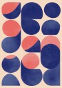 Geometric Abstract Art with Blue and Red Shapes Plakat Plakat / 100x150cm