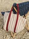Outdoor Market Picnic Bag Medium Beige With Red Stripe