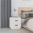 vidaXL Nattbord hvit 40x34x45 cm heltre furu