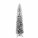 vidaXL Slankt kunstig juletre med flokket snø grønn 210 cm PVC