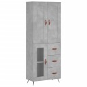 vidaXL Highboard betong grå 69,5x34x180 cm konstruert tre 8720845493394