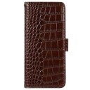 Crocodile Series iPhone 14 Lommebok-deksel i Lær med RFID Brun