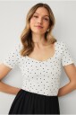 Ellos Collection   Topp med hjerteformet hals   Hvit