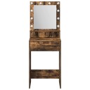  Sminkebord med LED lamper i røkt eik 50x41x135 cm