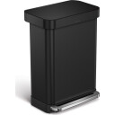 Rektangulær pedalbøtte 55 l svart