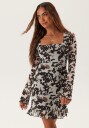 Bubbleroom Short Mesh Frill Dress Brown S x 93