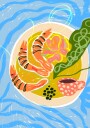 Ocean Blue Shrimp Meal Plakat / 30x40