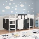  Kiddos Loft Senge Ramme med Gardiner Hvit og svart 107 x 200 cm