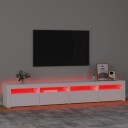  TV-benk med LED-lys hvit 240x35x40 cm