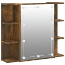 vidaXL Speilskap med LED røkt eik 70x16,5x60 cm