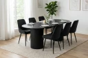 Kopparbo spisegruppe oval 220 cm svart med 8 Alsarp spisestoler   Svart