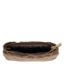 DARK Faux Fur Quilted Mini Pouch Warm Taupe